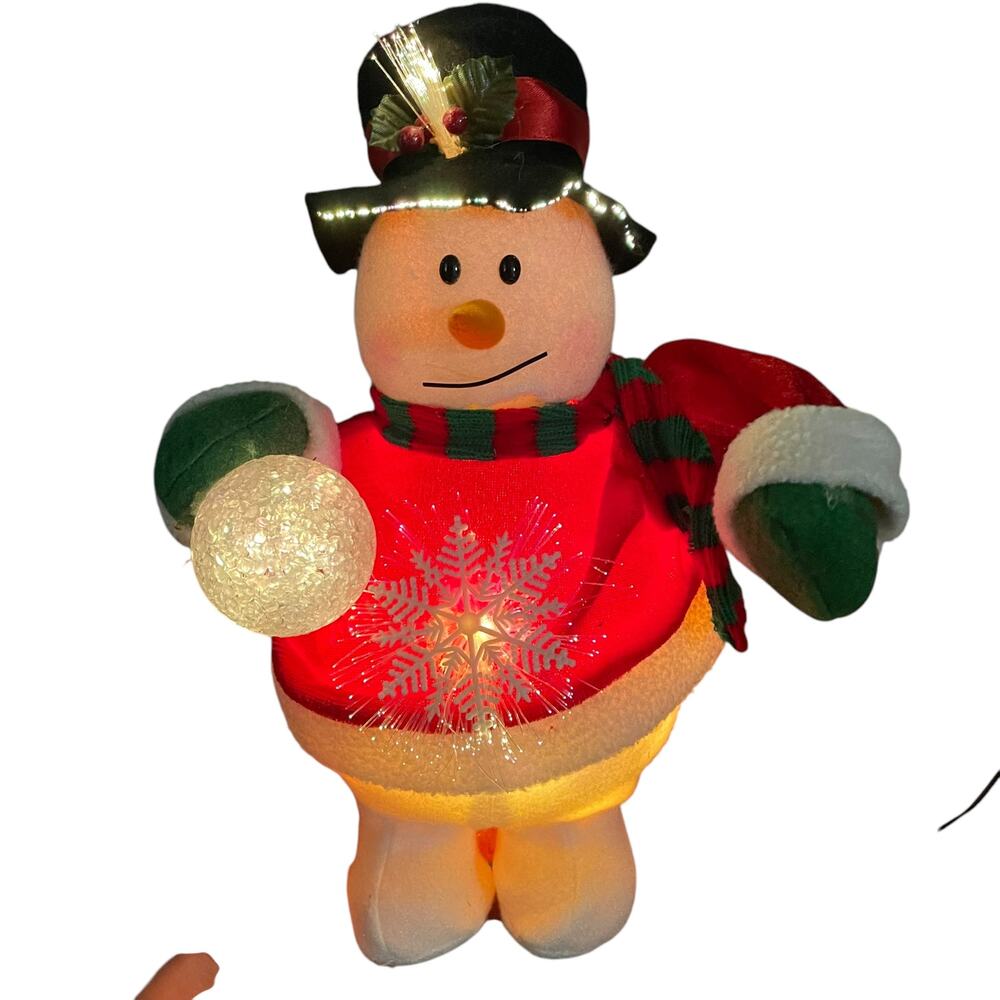 Fiber Optic Snowman Popcorn Snowball Vtg Christmas Light Changing Holiday READ